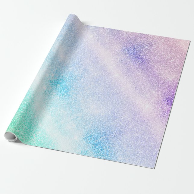 Glam för den moderna blå Lilan Glitter Presentpapper (Utrullad)