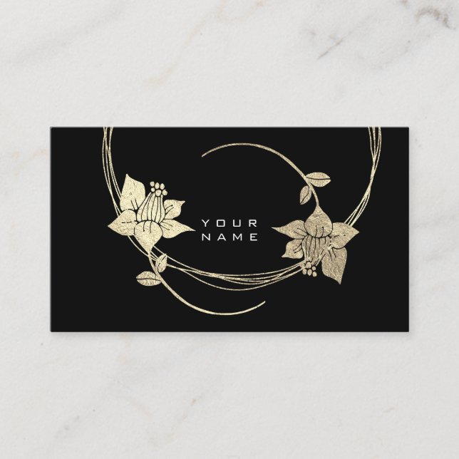 Glam för den svarta Blommigten Foxier Guld Ro Visitkort (Framsida)