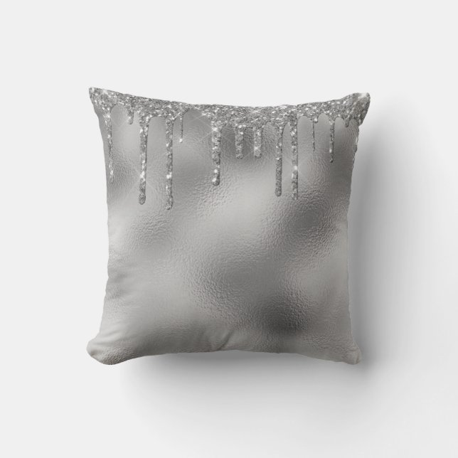 Glam för drivrutiner i silver Metall Glitter Kudde (Framsida)