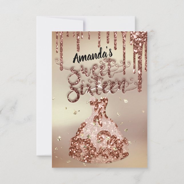 Glam för Glitter-drivrutiner i Blommigten Sweet si Inbjudningar (Baksida)