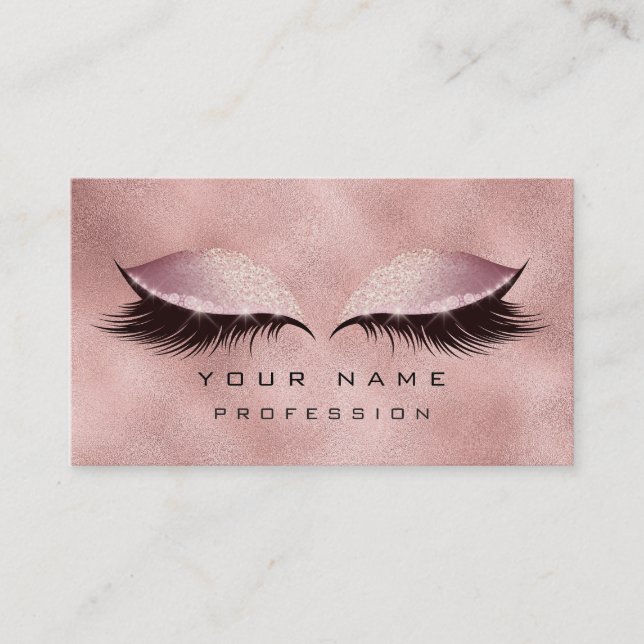  glam för Makeup Öga Lash Glitter Ro Guld Visitkort (Framsida)