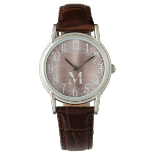 Glam för Monogram Ro Guld Silver Glitter Armbandsur