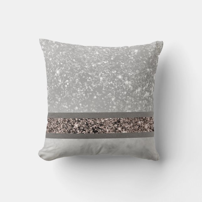 Glam för vit marmor Ro, Glitter Rand Guld #1 Kudde (Framsida)