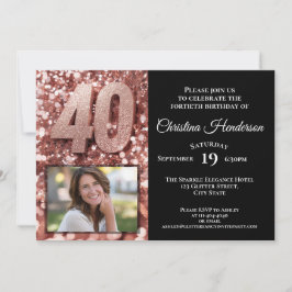 Glam Foto från ro Glitter, 40:e födelsedagen Party Inbjudningar