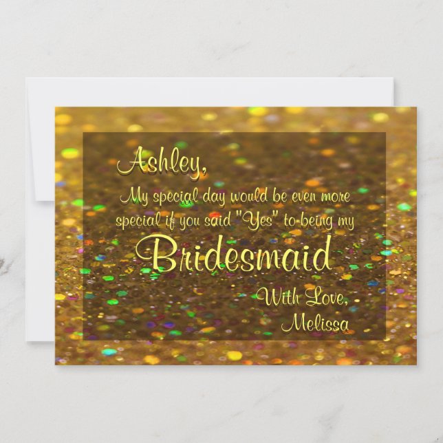 Glam från guld Glitter är min bridesmaid Inbjudningar (Framsida)