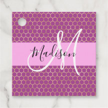 Glam Fuchsia Metallic Rosa Honeycomb Monogram Namn