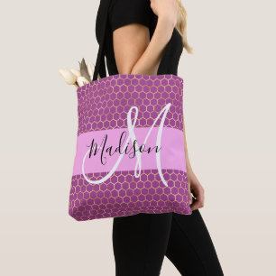 Glam Fuchsia Metallisk Rosa Bikupa Monogram Namn Tygkasse