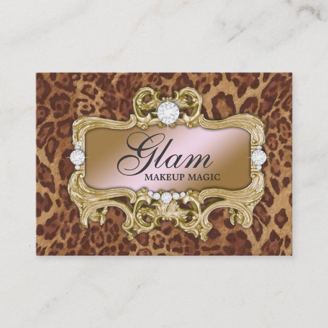 Glam galen rosa guld- Leopard 311 Visitkort (Framsida)