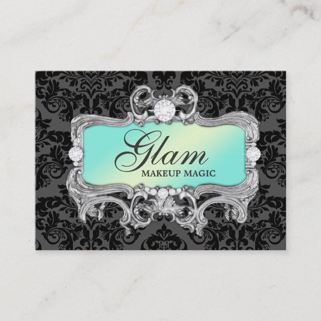 Glam galen svartdamast för Aqua 311 Visitkort (Framsida)
