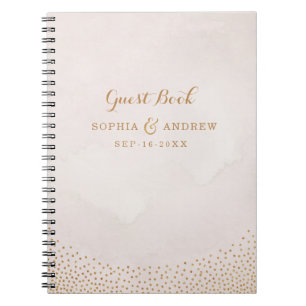 Glam  gäst bok i bröllop i guld vid ro anteckningsbok