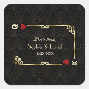 Glam Gatsby Casino Las Vegas Poker Bröllop Fyrkantigt Klistermärke