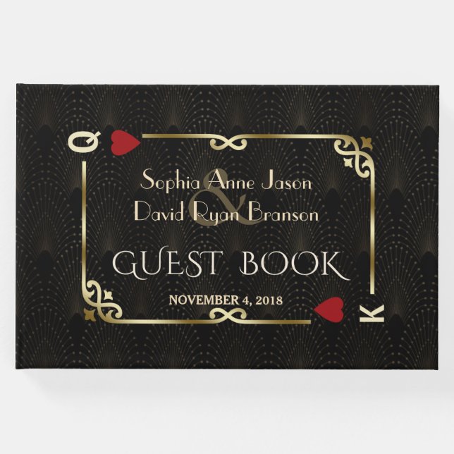 Glam Gatsby Casino Las Vegas Poker Bröllop Gästböcker (Framsida)