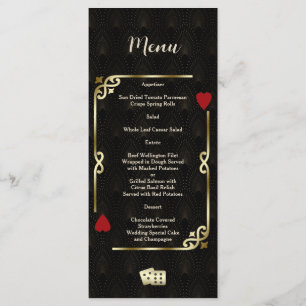 Glam Gatsby Casino Las Vegas Poker Bröllop Meny