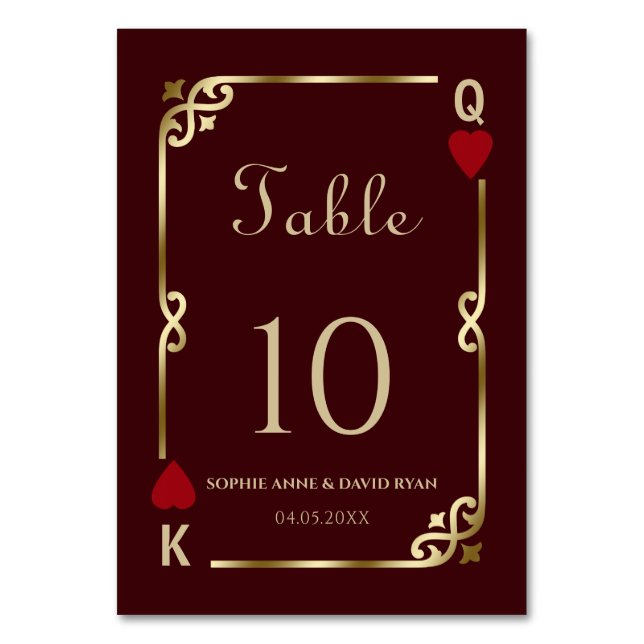 Glam Gatsby Casino Las Vegas Poker Wedding Bordsnummer (Framsidan)