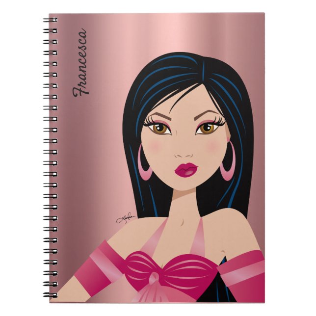 Glam Girl Sassy Attitude Asian Girl Personlig Anteckningsbok (Framsidan)