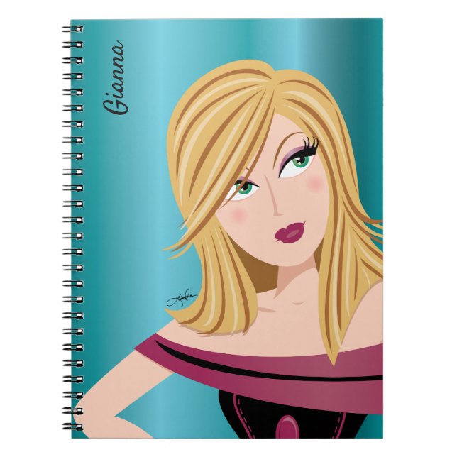 Glam Girl Sassy Attitude Blonde Personlig Anteckningsbok (Framsidan)