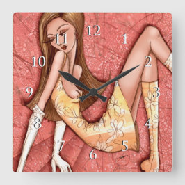 Glam Girl Sexy Sassy Go Girl med nummer Fyrkantig Klocka