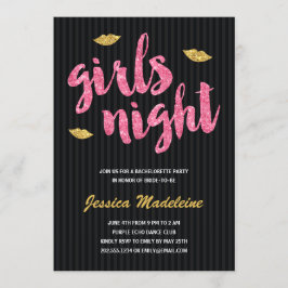 Glam Girls Night | Glitter Se Bachelorette Party Inbjudningar