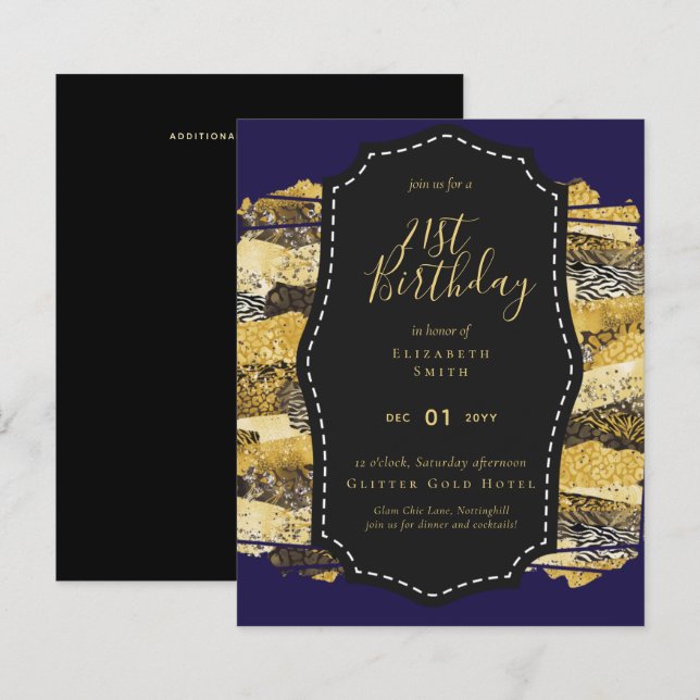 Glam Girly Glitter 21:a födelsedagen (eller annan) (Fram/baksida)