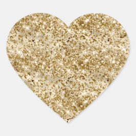 Glam Girly Guld Glitter Gnistra Confetti Hjärtformat Klistermärke