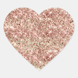 Glam Girly Guld Rosa Glitter Gnistra Confetti Hjärtformat Klistermärke
