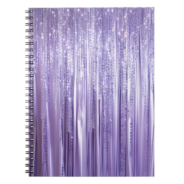 Glam Girly Lavender Tinsel Stripes Anteckningsbok (Framsidan)
