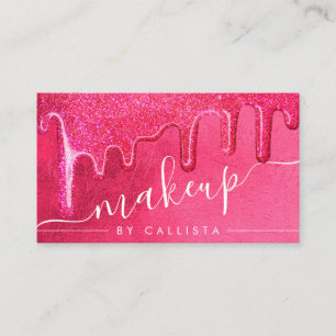 Glam Girly Neon Rosa Thick Glitter Drips Makeup Visitkort