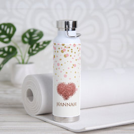 Glam Girly Ro Guld Rosa Glitter Heart