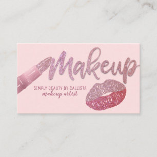 Glam Girly Rosa Glitter Foil Läppar Makeup Visitkort
