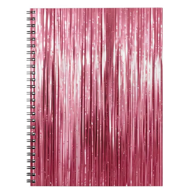 Glam Girly Rosa Tinsel Rand Anteckningsbok (Framsidan)