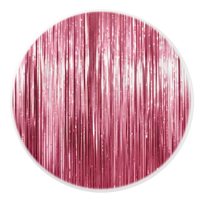 Glam Girly Rosa Tinsel Rand Knopp (Framsidan)