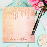 Glam glam, koral ro guld rosa glitter anteckningsblock<br><div class="desc">En koral, ro guld, rosa, jordmarmor. Dekorerad med att guld faux glitter droppar i golden och ro, målardroppstift. Anpassa och lägg till ditt namn. Namn är skrivet med ett stort modernt handskript i stil. Mörk färgad brev. Om du bara vill behålla utslagen tar du bort exemplet namn lämnar du blankstegen...</div>