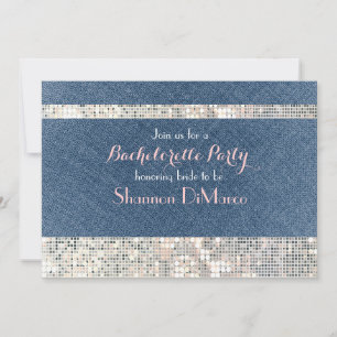 Glam Glamour Denim Paljetter Glitter Fest Inbjudan