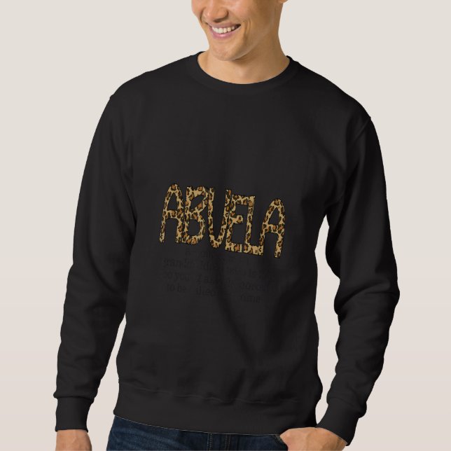 Glam Glamous Abuela Meme Leopard Skriv ut text Lång Ärmad Tröja (Framsida)