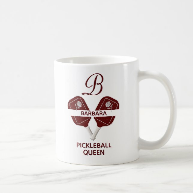 Glam Glit Pickleball Queen Paddles Inledande Blomm Kaffemugg (Höger)