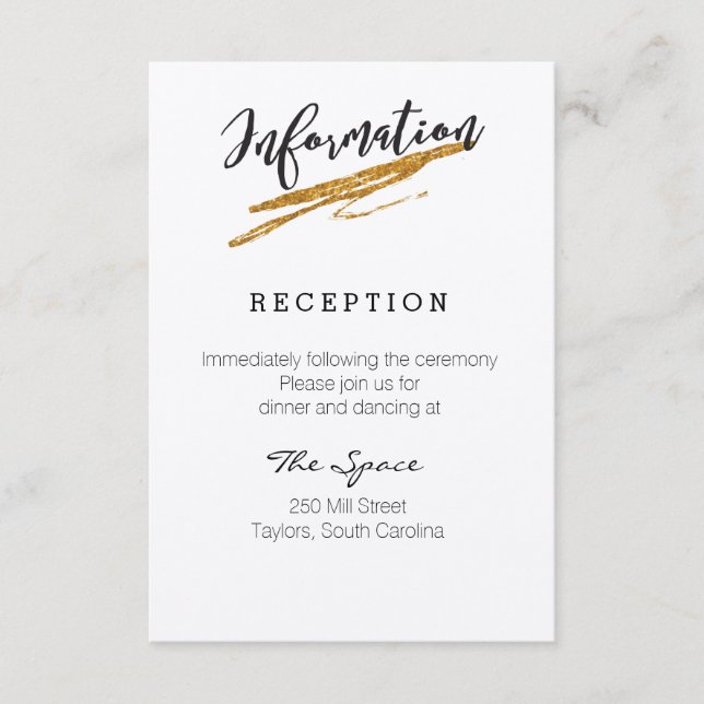 Glam Glitter Black and White Information Card Tilläggskort (Framsida)