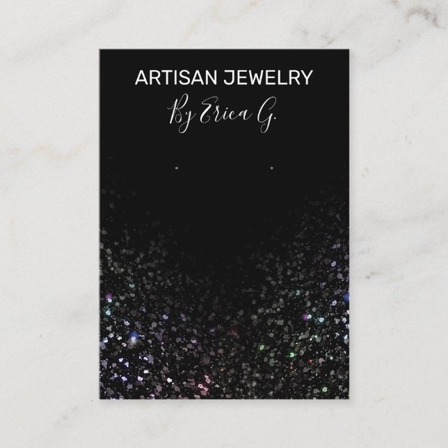 Glam Glitter Black Earring Card Visitkort (Framsida)