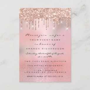 Glam Glitter Drips Rose Gold Bröllop Sweet 16th Inbjudningar