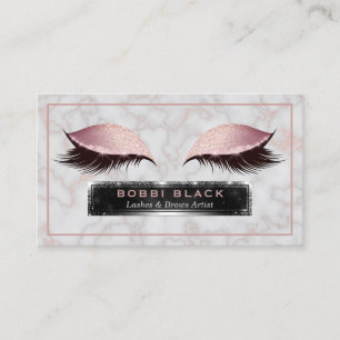 Glam Glitter Eyelash Extensions Ro Guld Marble Visitkort
