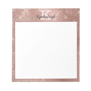 Glam Glitter Gnistra Monogram, Girel, Ro, Guld Anteckningsblock