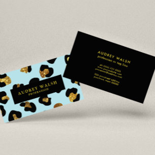 Glam Glitter Guld Aqua Leopard Luxury Visitkort