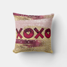 Glam Glitter Guld Röd Lyx XOXO Alla Hjärtans Dags Kudde
