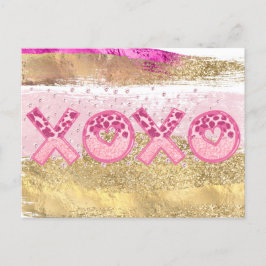 Glam Glitter Guld Rosa Luxe XOXO Valentines day Helg Vykort