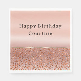  Glam Glitter Leopard ro Guld Pappersservett