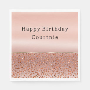 Glam Glitter Leopard ro Guld Pappersservett