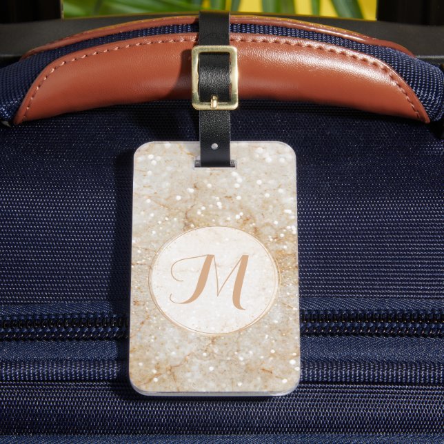 Glam Glitter Monogram Bagagebricka (Framsida Insitu 2)
