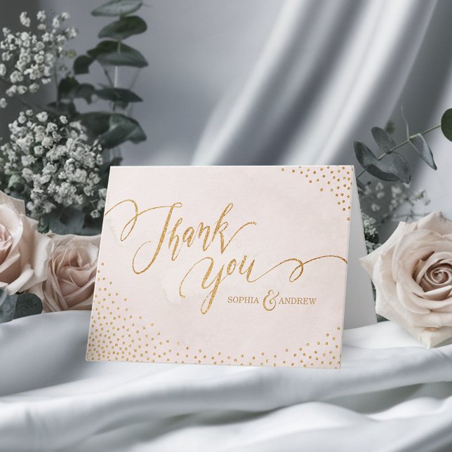 Glam  glitter ro guld, kalligrafi tack för kalligr (Glam blush glitter rose gold calligraphy thank you)