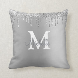 Glam & Glitter Silver Personlig Monogram Kudde