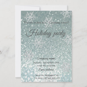 Glam glittery snowflake company julfest invi inbjudningar