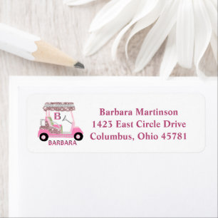 Glam Glitz Monogram Namn Ro Guld Golf Cart Returadress Etikett